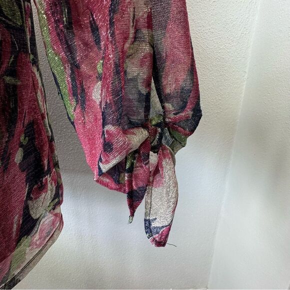 Y2K Metallic Floral Tunic Shirt Pullover QVC Loose Fitting - Picture 4 of 13